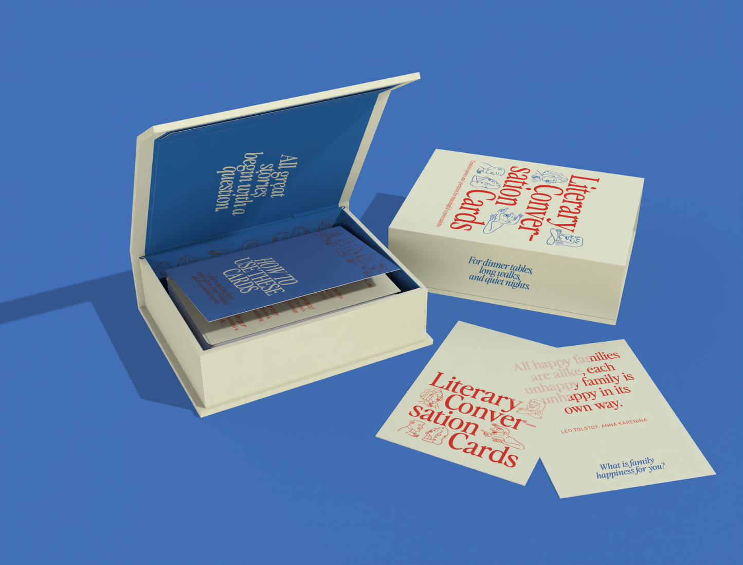 Literary Conversation Cards in elegant keepsake box with magnetic lid