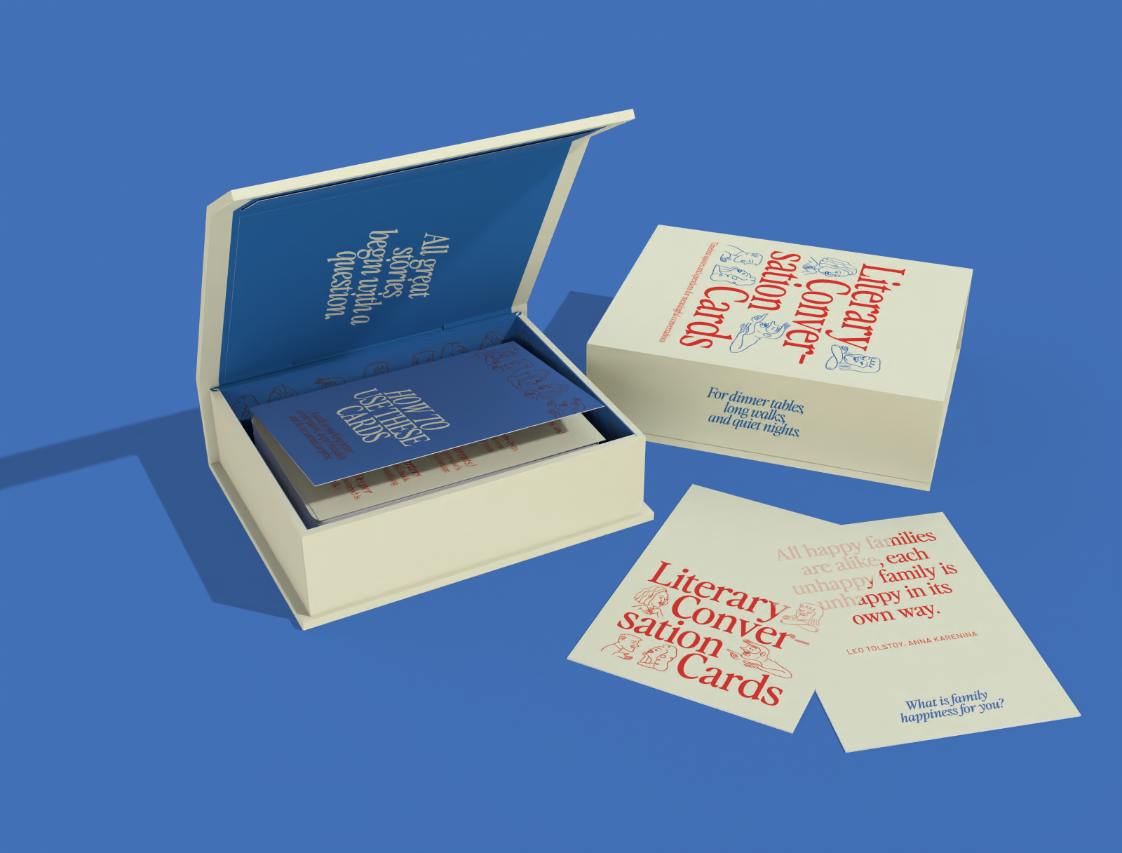 Literary Conversation Cards in elegant keepsake box with magnetic lid